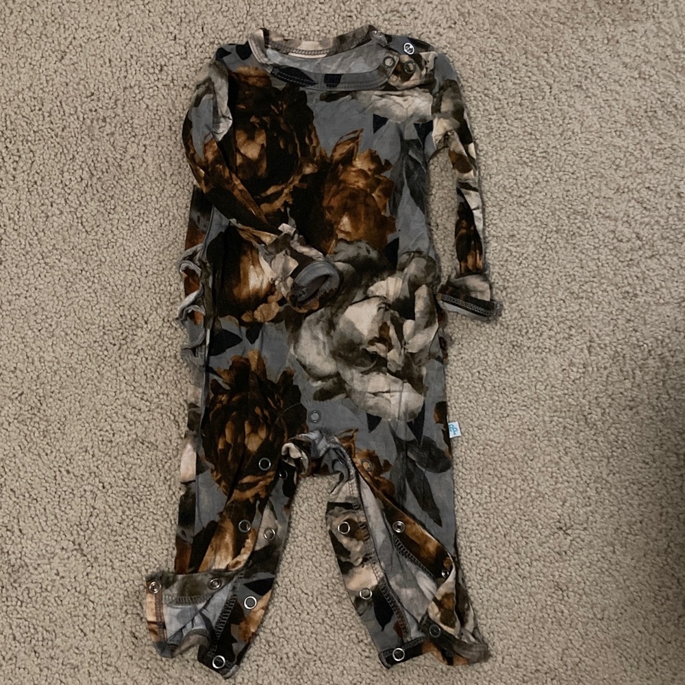 Posh Peanut Kids One Piece - Black and Brown Floral